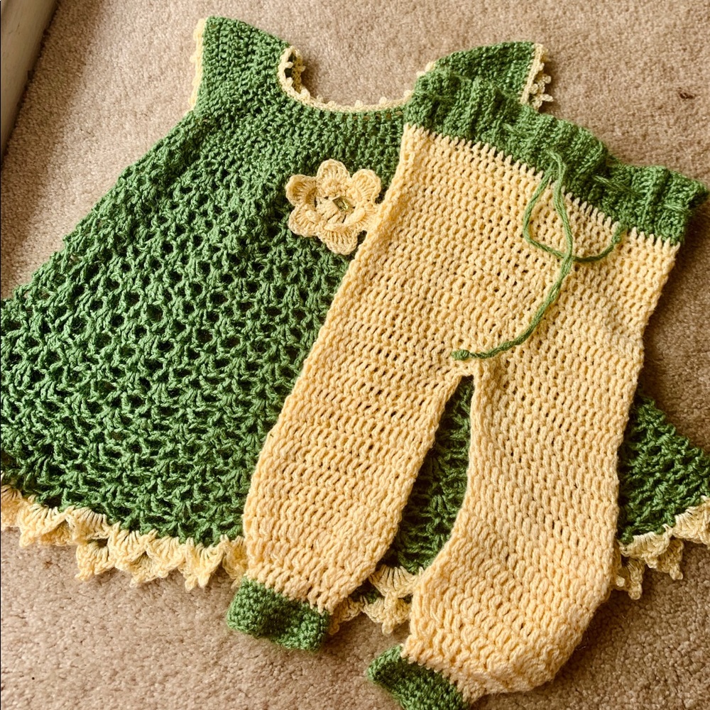 Hand knitted baby dress